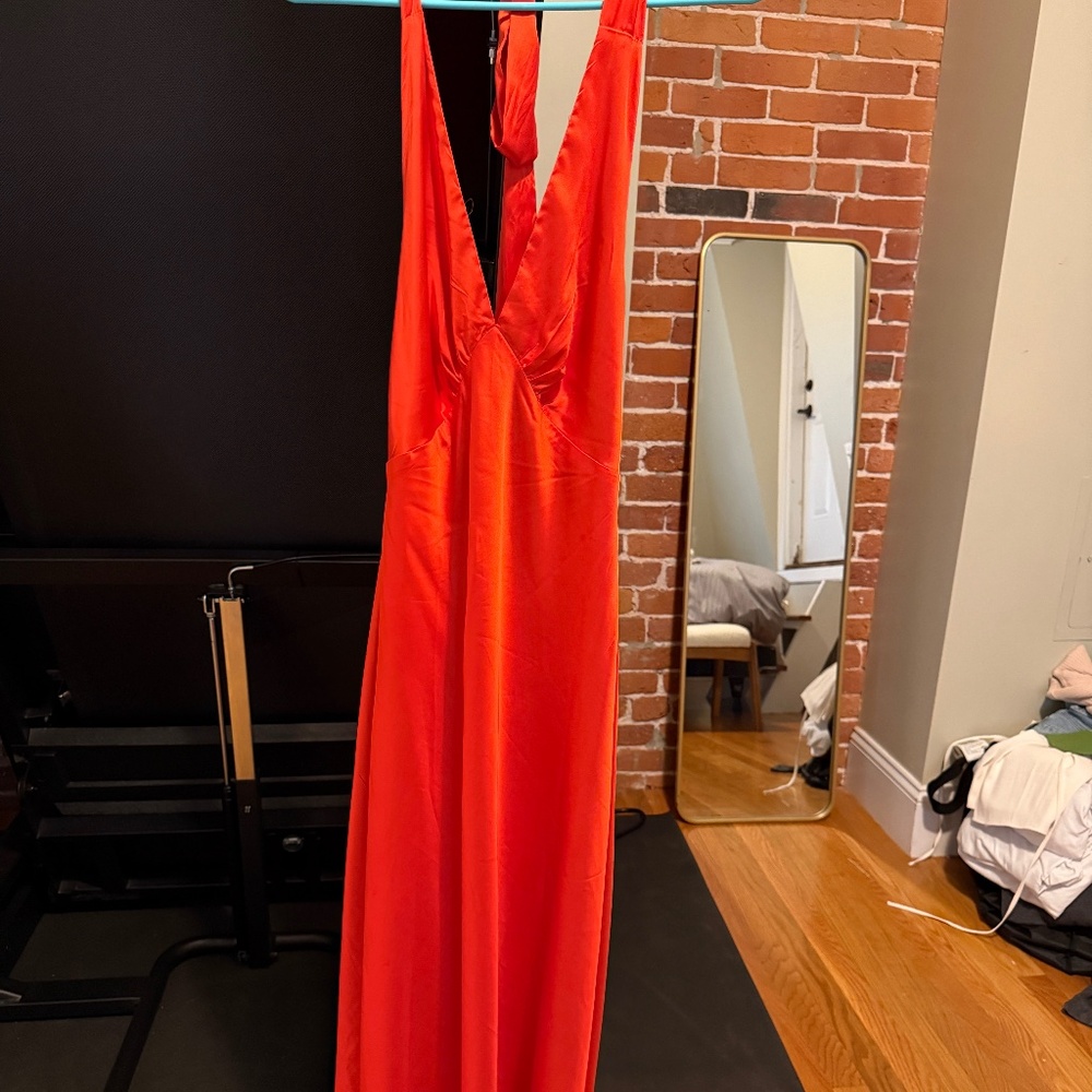 Heavy Hearted Satin Maxi Dress - Sunset